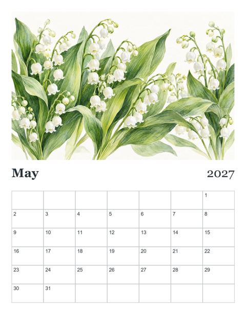 Preview of Illustrated 2027 Wall Calendar